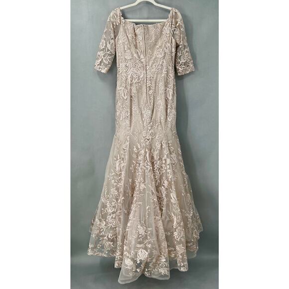 La Femme Gown Womens 10 Embroidered Off Shoulder Bridal Romantic Wedding Royal - Picture 5 of 14